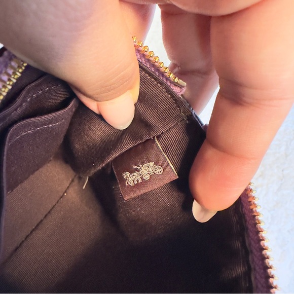 Coach Pebbled Leather Magenta Zip Wristlet Wallet - Picture 7 of 7